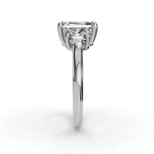 18K White Gold Emerald Engagement Ring Setting Image 3 SVS Fine Jewelry Oceanside, NY