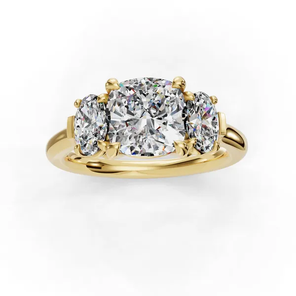 18K Yellow Gold Cushion Engagement Ring Setting Image 4 SVS Fine Jewelry Oceanside, NY