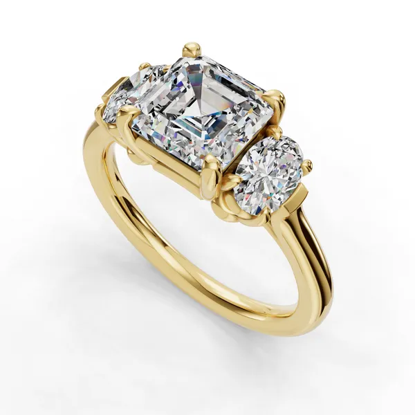 18K Yellow Gold Asscher Engagement Ring Setting SVS Fine Jewelry Oceanside, NY