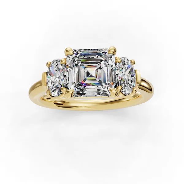 18K Yellow Gold Asscher Engagement Ring Setting Image 4 SVS Fine Jewelry Oceanside, NY