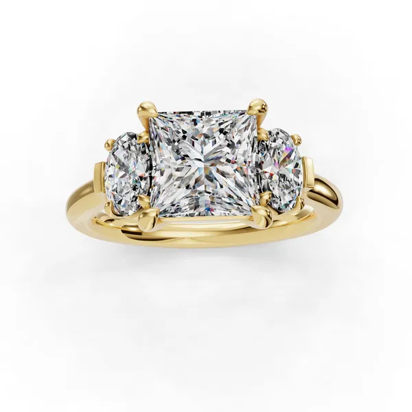 18K Yellow Gold Princess Engagement Ring Setting Image 4 SVS Fine Jewelry Oceanside, NY