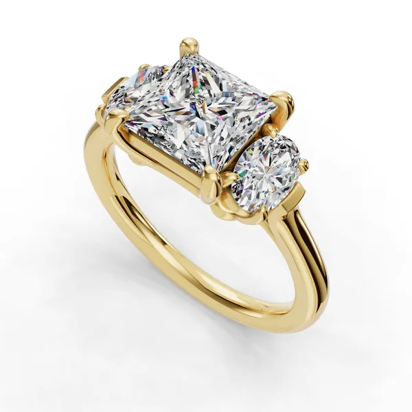 18K Yellow Gold Princess Engagement Ring Setting SVS Fine Jewelry Oceanside, NY