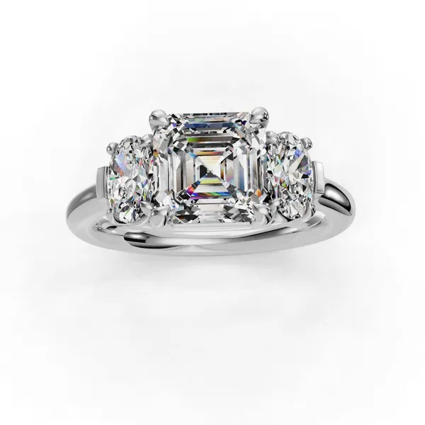 Platinum Asscher Engagement Ring Setting Image 4 SVS Fine Jewelry Oceanside, NY