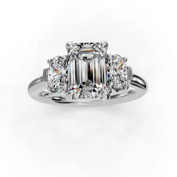 Platinum Emerald Engagement Ring Setting Image 4 SVS Fine Jewelry Oceanside, NY