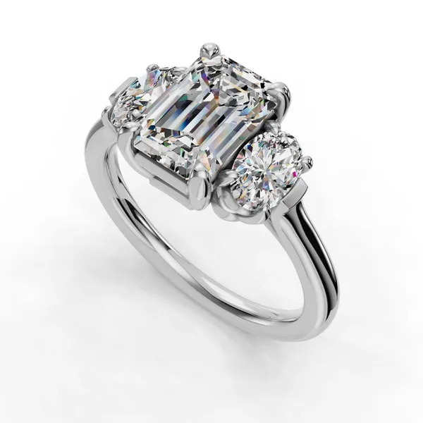 Platinum Emerald Engagement Ring Setting SVS Fine Jewelry Oceanside, NY