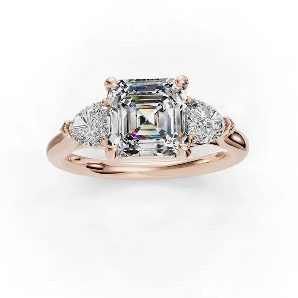 14K Rose Gold Asscher Engagement Ring Setting Image 4 SVS Fine Jewelry Oceanside, NY
