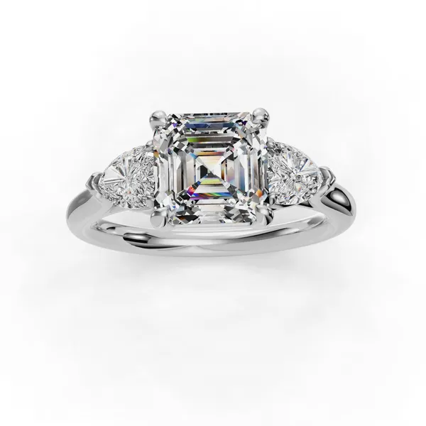 14K White Gold Asscher Engagement Ring Setting Image 4 SVS Fine Jewelry Oceanside, NY