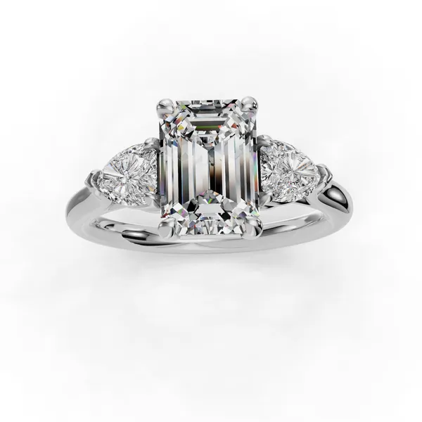 14K White Gold Emerald Engagement Ring Setting Image 4 SVS Fine Jewelry Oceanside, NY