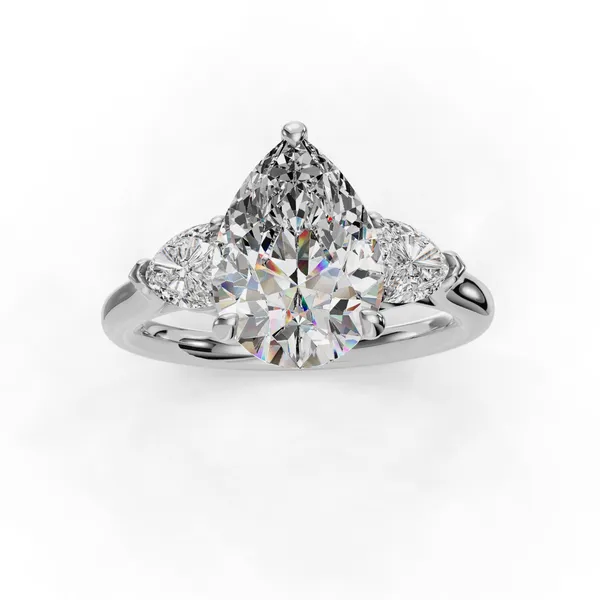 18K White Gold Pear Engagement Ring Setting Image 4 SVS Fine Jewelry Oceanside, NY