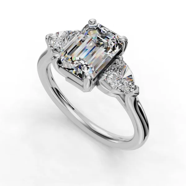 18K White Gold Emerald Engagement Ring Setting SVS Fine Jewelry Oceanside, NY