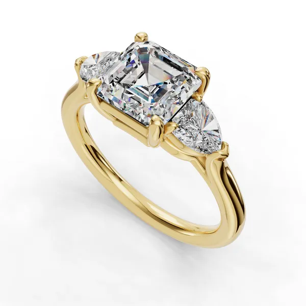 18K Yellow Gold Asscher Engagement Ring Setting SVS Fine Jewelry Oceanside, NY