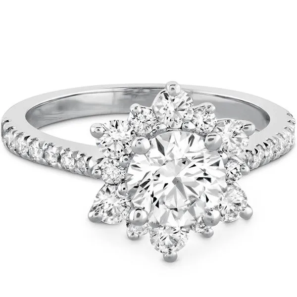 Delight Lady Di Halo Engagement Ring with Diamond Band Image 3 Valentine's Fine Jewelry Dallas, PA