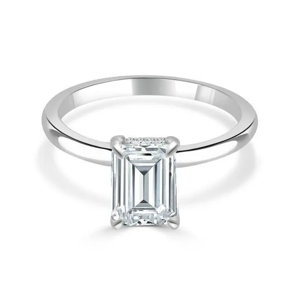 Solitaire Diamond Head Semi Mount for Emerald Cut Center Ambassador Diamond Jewelers Tucson, AZ