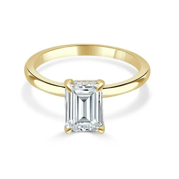 Solitaire Diamond Head Semi Mount for Emerald Cut Center Ambassador Diamond Jewelers Tucson, AZ
