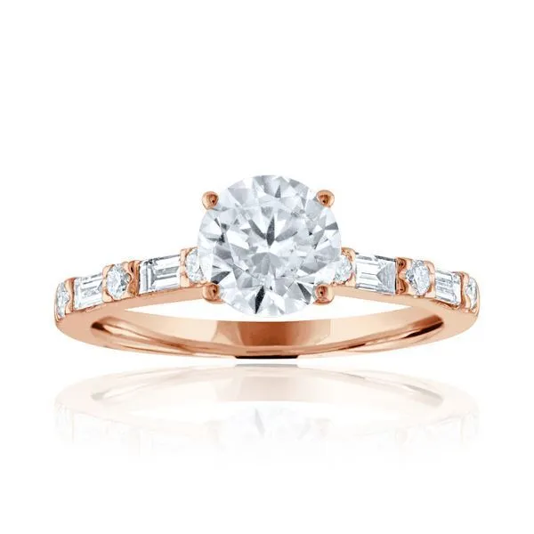 Round Diamond and Baguette Alternating Engagement Ring Ambassador Diamond Jewelers Tucson, AZ