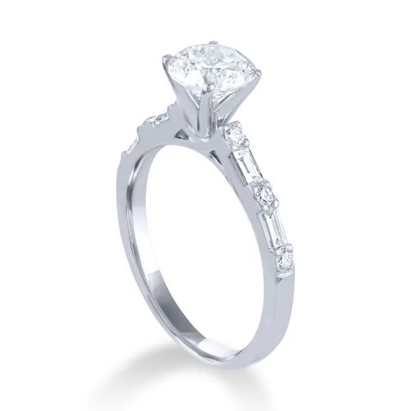 Round Diamond and Baguette Alternating Engagement Ring Image 2 Ambassador Diamond Jewelers Tucson, AZ