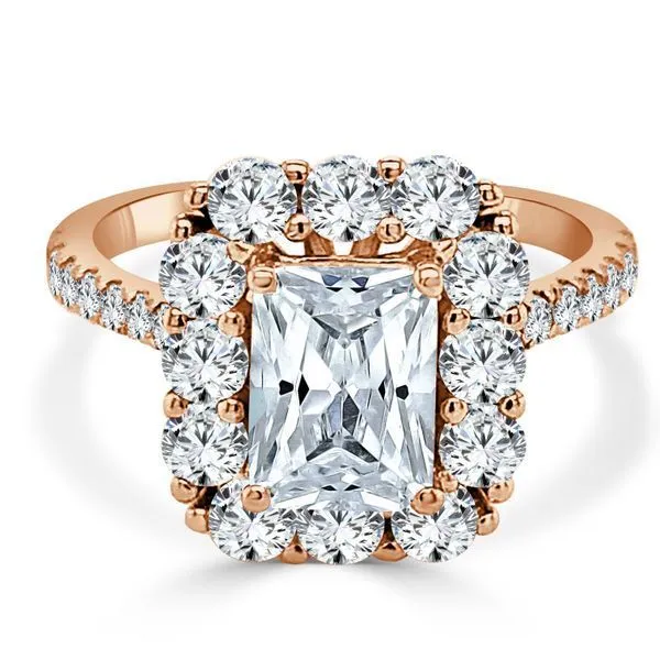 28 Round Diamond Emerald Cut Halo Engagement Ring Ambassador Diamond Jewelers Tucson, AZ