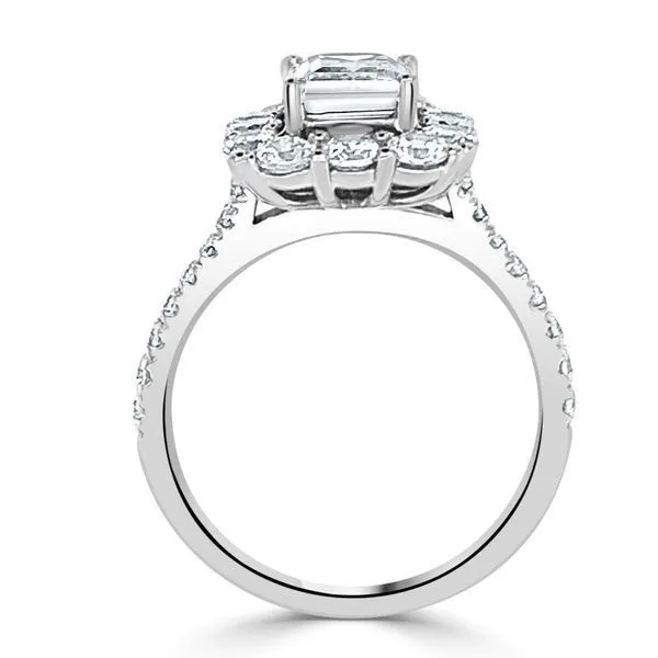 28 Round Diamond Emerald Cut Halo Engagement Ring Image 2 Ambassador Diamond Jewelers Tucson, AZ