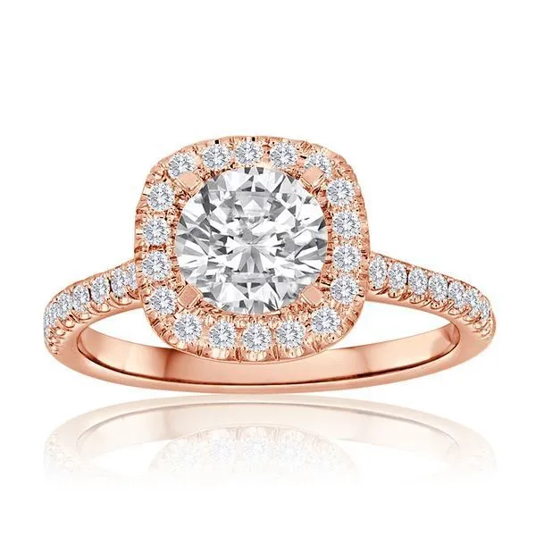 Round Diamond Pave Cushion Halo Engagement Ring Ambassador Diamond Jewelers Tucson, AZ