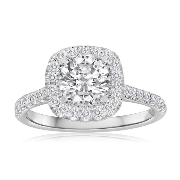 Round Diamond Pave Cushion Halo Engagement Ring Ambassador Diamond Jewelers Tucson, AZ