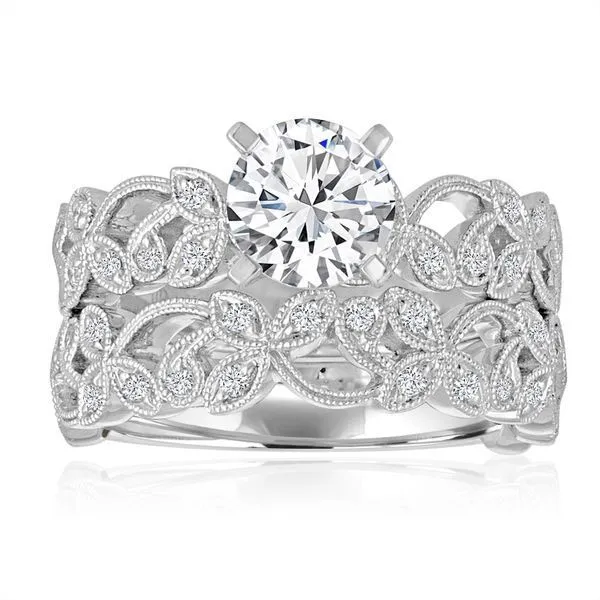 Round Diamond Pave Filigree Engagement Ring Image 3 Ambassador Diamond Jewelers Tucson, AZ