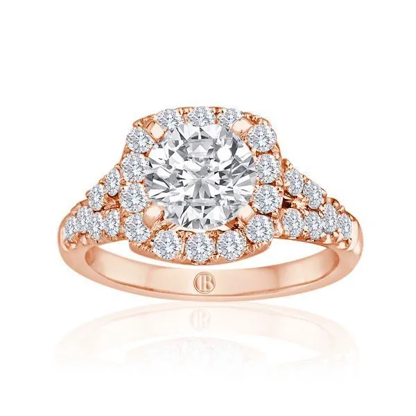 Round Diamond Pave Split Shank Halo Engagement Ring Ambassador Diamond Jewelers Tucson, AZ