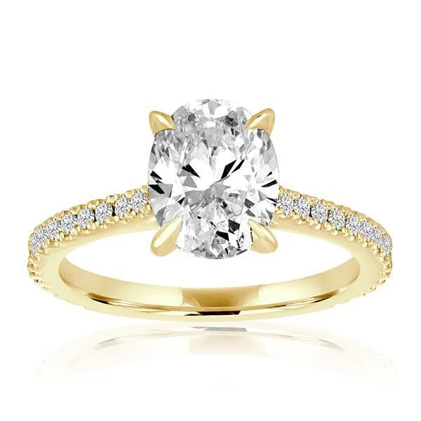 Round Diamond Cathedral Setting with oval center Ambassador Diamond Jewelers Tucson, AZ