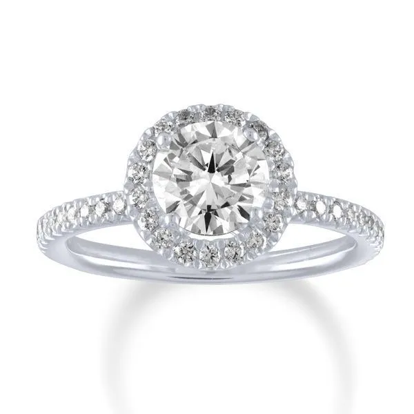 Round Swan Halo Engagement Ring Ambassador Diamond Jewelers Tucson, AZ