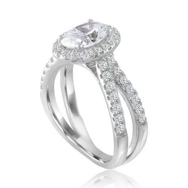 Oval Split Shank Halo Engagement Ring Image 2 Ambassador Diamond Jewelers Tucson, AZ