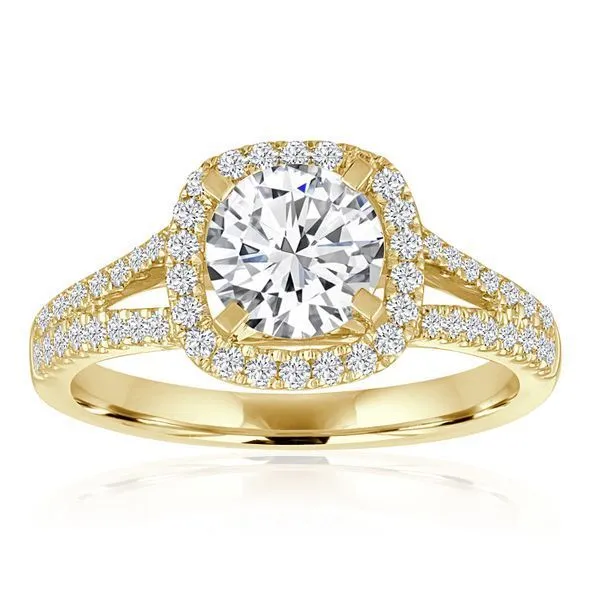 Round Diamond Split Shank Cushion Halo Setting Ambassador Diamond Jewelers Tucson, AZ