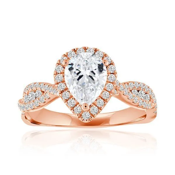 Round Diamond Twisting Pear Shape Halo Setting Ambassador Diamond Jewelers Tucson, AZ