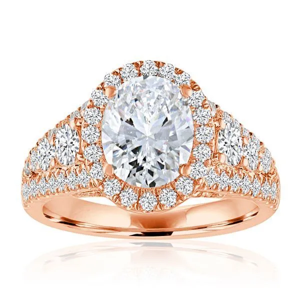 Graduated Oval diamond Halo Setting Ambassador Diamond Jewelers Tucson, AZ