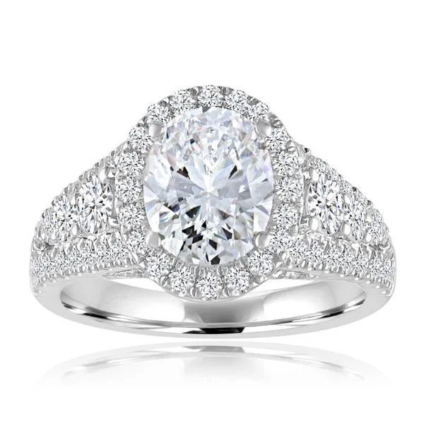 Graduated Oval diamond Halo Setting Ambassador Diamond Jewelers Tucson, AZ
