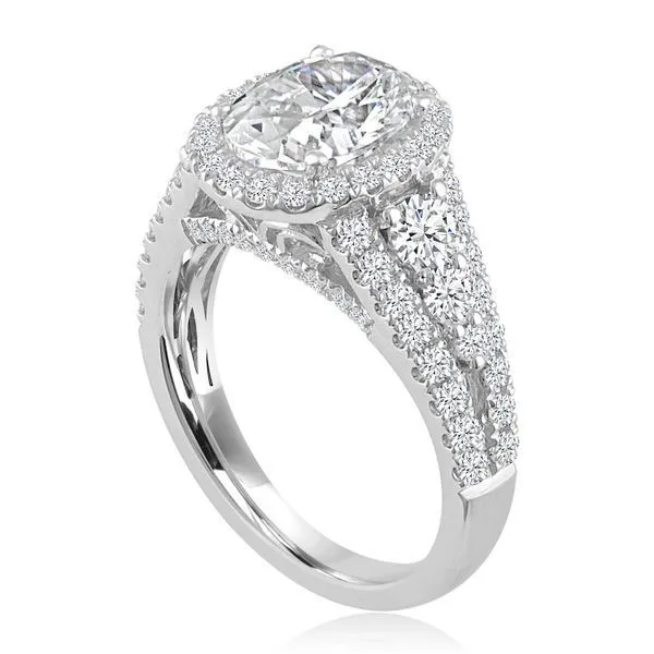 Graduated Oval diamond Halo Setting Image 2 Ambassador Diamond Jewelers Tucson, AZ