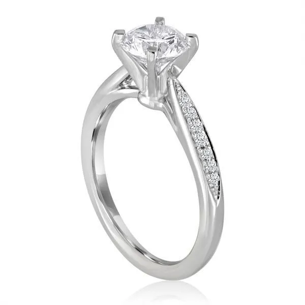 Round Diamond Bead Set Cathedral Setting Image 2 Ambassador Diamond Jewelers Tucson, AZ