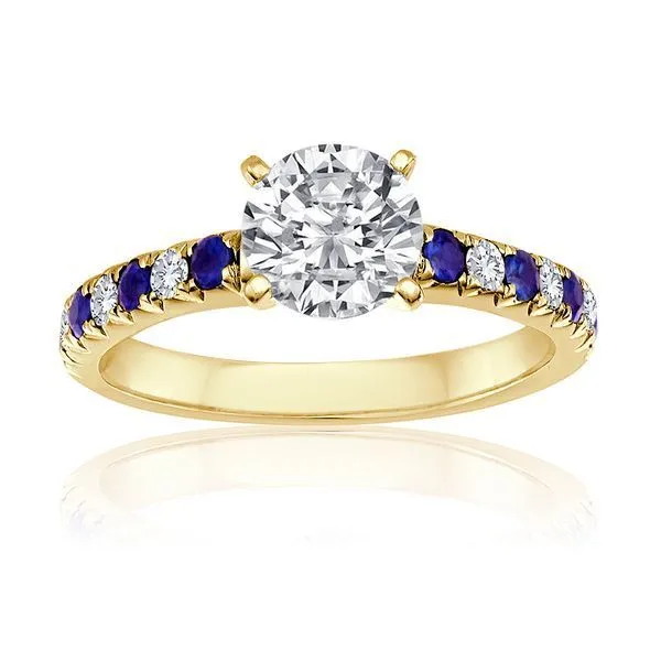 Round Diamond and Sapphire Fishtail Setting Ambassador Diamond Jewelers Tucson, AZ