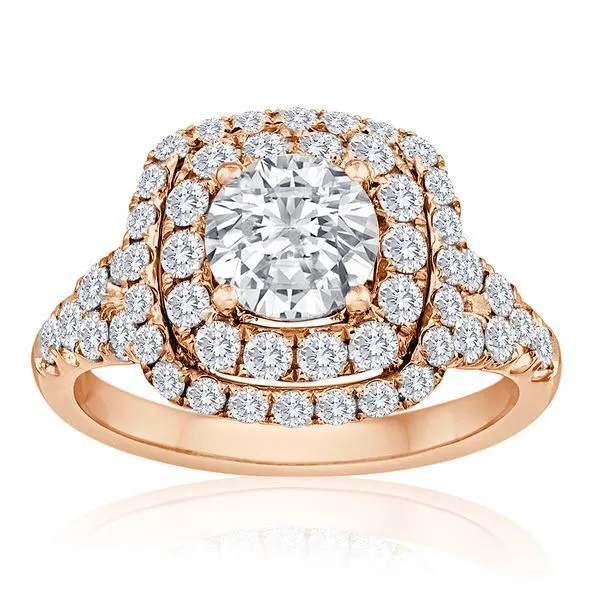 Round Diamond Pave Cushion Split Shank Double Halo Setting Ambassador Diamond Jewelers Tucson, AZ