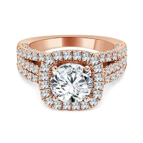 Three Row Cushion Halo Setting Ambassador Diamond Jewelers Tucson, AZ