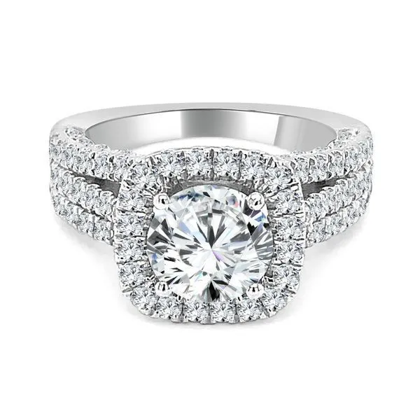 Three Row Cushion Halo Setting Ambassador Diamond Jewelers Tucson, AZ