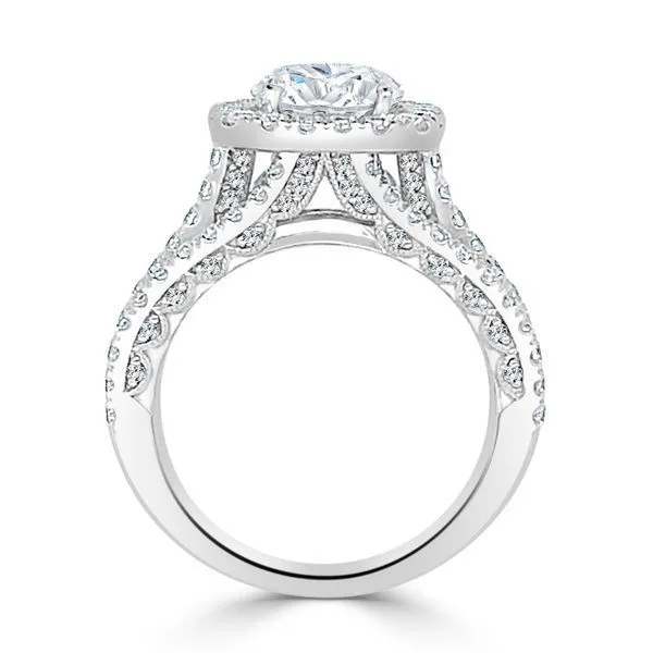 Three Row Cushion Halo Setting Image 2 Ambassador Diamond Jewelers Tucson, AZ