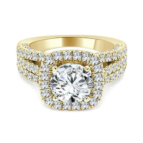 Three Row Cushion Halo Setting Ambassador Diamond Jewelers Tucson, AZ