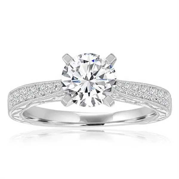 Round Diamond Pave Filigree Engagement Ring Ambassador Diamond Jewelers Tucson, AZ