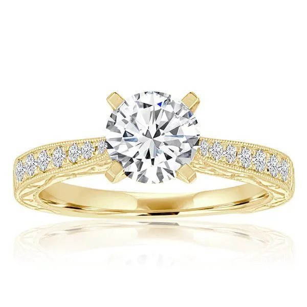 Round Diamond Pave Filigree Engagement Ring Ambassador Diamond Jewelers Tucson, AZ