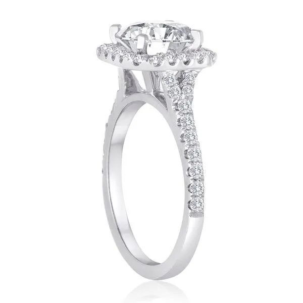 Round Diamond Pave Halo Setting - Split Shank Image 2 Ambassador Diamond Jewelers Tucson, AZ