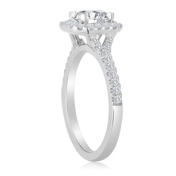 Round Diamond Pave Halo Setting- Split Shank Image 2 Ambassador Diamond Jewelers Tucson, AZ