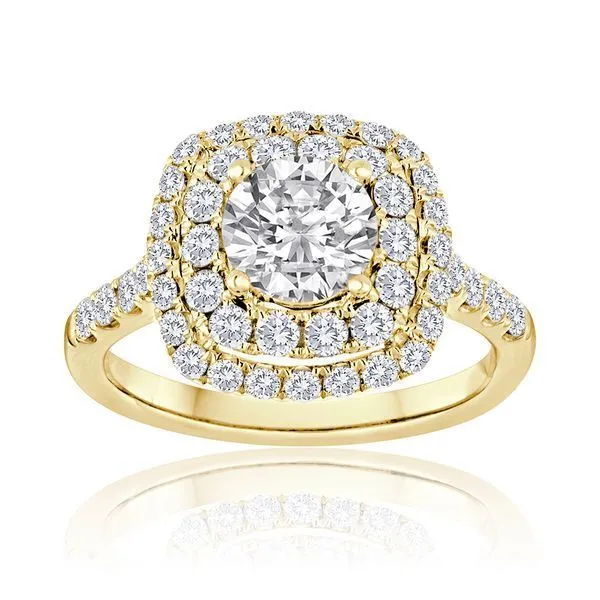 Round Diamond Pave Cushion Double Halo S&E Jewelers Depew, NY