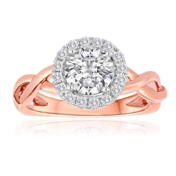 Round diamond pave twist plain shank halo Setting Ambassador Diamond Jewelers Tucson, AZ