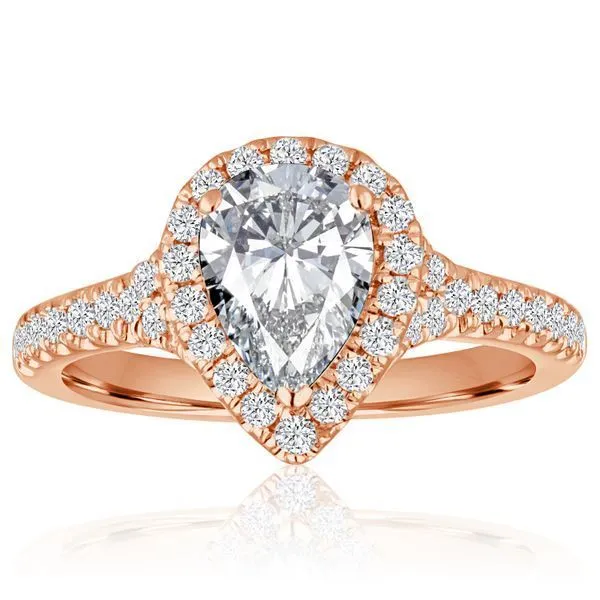 Round Diamond Pave Pear Shape Halo Ambassador Diamond Jewelers Tucson, AZ