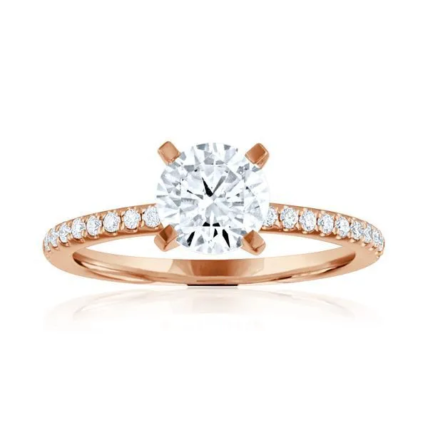 Round Diamond 3/4 of the way Around Shared Prong Engagement Ring Ambassador Diamond Jewelers Tucson, AZ