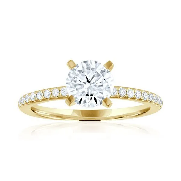 Round Diamond 3/4 of the way Around Shared Prong Engagement Ring Ambassador Diamond Jewelers Tucson, AZ